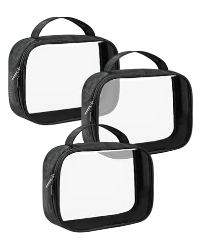 Moyad Black 3-Pack TSA Approved Clear Travel Toiletry Bags with Handles