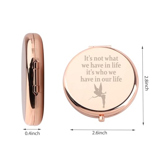 Fairy Princess Makeup Mirror - Silver Engraved Stainless Steel Compact