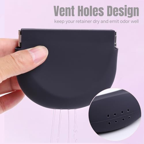 YNSHOUNA Black Silicone Retainer Case with Lanyard, Portable Oral Guard Container