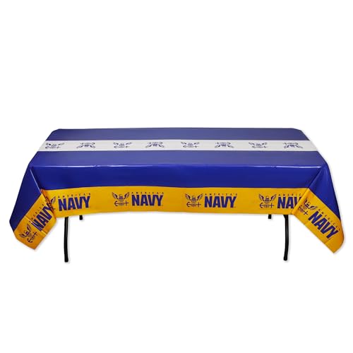 U.S. Navy Premium Disposable Tablecloth - 9ft x 4.5ft Party Cover