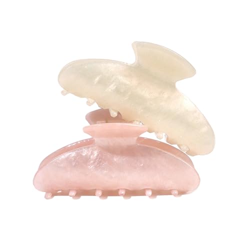 Ivyu Cloud White Pink 3.5 Inch Glitter Hair Claw Clips for Women - Strong Hold & Non-Slip, Cute Hair Accessories for Thick or Thin Hair