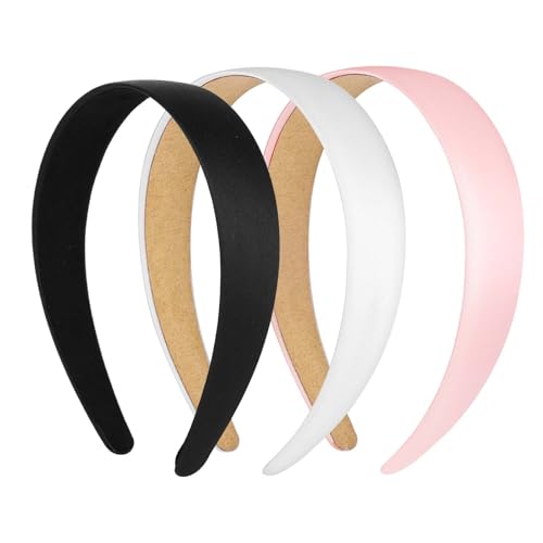 WLLHYF Satin Headbands 3 Pack - Wide Hair Bands for Women, Fashion & DIY