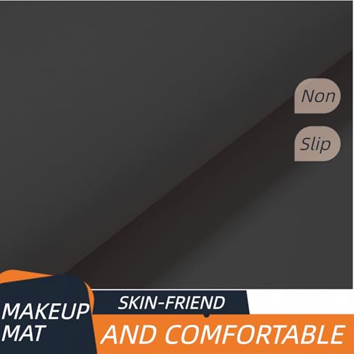Black Waterproof Makeup Mat - Easy Clean PU Leather Vanity Protector