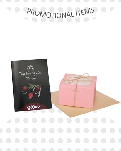 qiqee Pink Bakery Box with Window, 30 Pack - 4x4x2.5 Inch Macaron & Donut Boxes