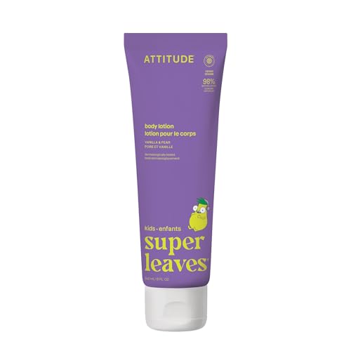 ATTITUDE Kids Body Lotion - EWG Verified, Vegan, Vanilla & Pear, 8 Fl Oz