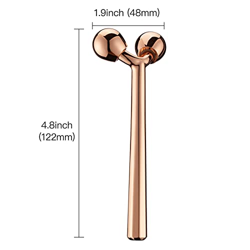 Rose Gold 3D Facial Roller Massager - Stainless Steel Skin Tightening Tool