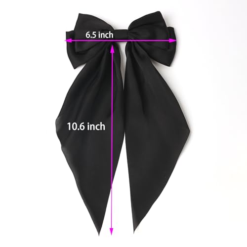 Large Satin Bow Hair Clips with Long Tails, 9-Piece Colorful Set