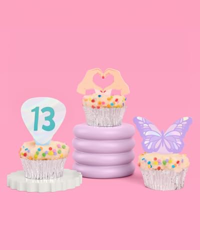 24 Pack Iridescent Cake Toppers for Bachelorette & Birthday Parties