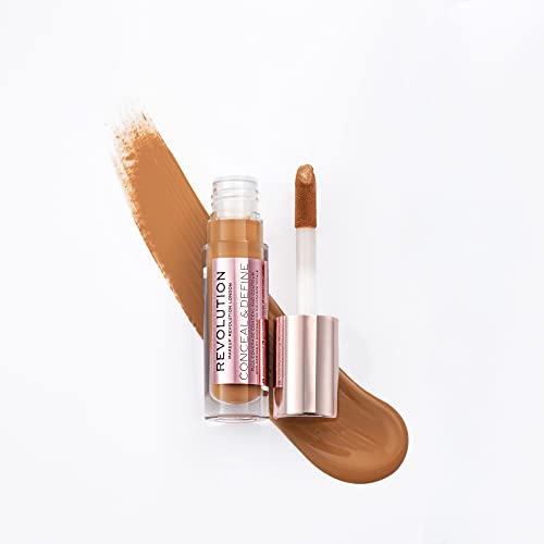 Makeup Revolution Conceal and Define Foundation F12.5 – Full Coverage, Matte Finish for Medium/Dark Skin