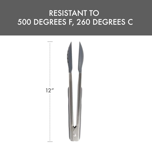 Dexas 12" Spoon & Strain Tongs with Gravity Lock Mechanism - Gray