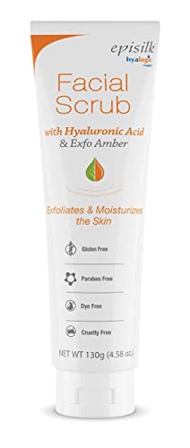 Hyalogic Episilk Facial Scrub Standard Packaging - Gentle Daily Exfoliator with Amber & Hyaluronic Acid, 130g