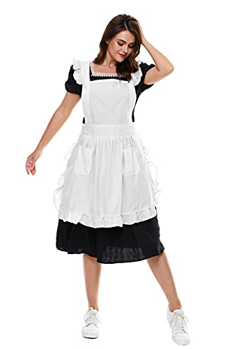 Retro Adjustable Ruffle Apron with Pockets for All Sizes