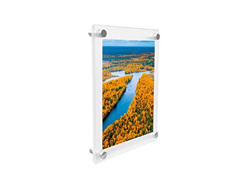 5x7 Floating Acrylic Picture Frame with Metal Standoff - Frameless Wall Display