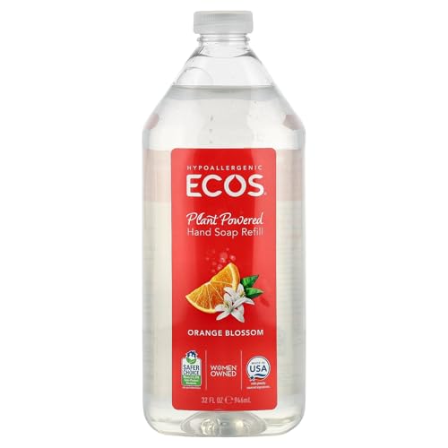 ECOS Plant Powered Hand Soap Refill Orange Blossom 32 fl oz (946 ml) - Eco-Friendly, Cruelty-Free, Vegan, Family-Owned