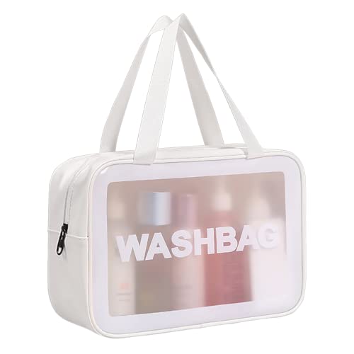 DAPOWER White Travel Toiletry Bag for Women & Men - Large Waterproof Organizer with Handle