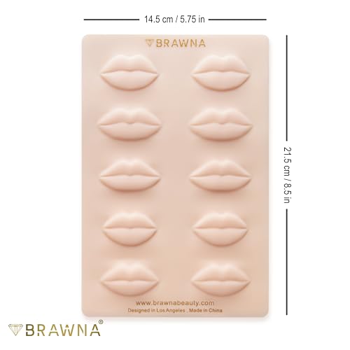 BRAWNA 3D Lip Practice Skin with 10 Lip Shapes - Nude-1 Pack for Lip Tattooing