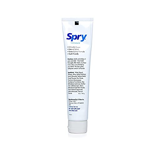Spry Natural Fluoride-Free Xylitol Toothpaste, Spearmint, 5oz (2-Pack)