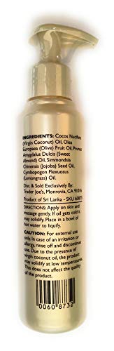Trader Joe's Lemongrass Coconut Body Oil with Almond & Jojoba - 4.8 FL OZ