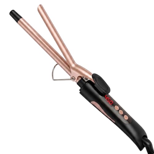 MELYDO Rose Gold 1/2 Inch Curling Iron for Short Hair, Dual Voltage Travel Wand