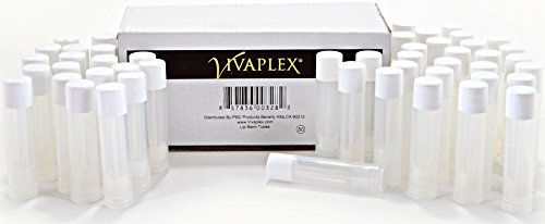 Vivaplex 5.5ml Clear Lip Balm Tubes with White Caps - 50 Count