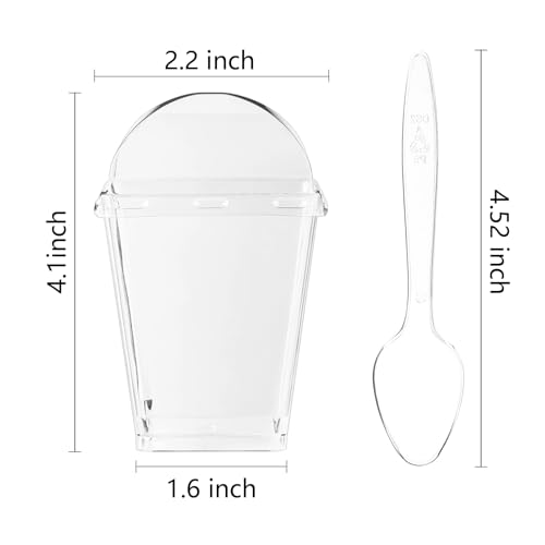 5 oz Mini Dessert Cups with Lids & Spoons - 30 Pack Clear Parfait Cups
