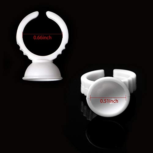 BTArtbox 300 Pcs Disposable Plastic Glue Rings for Nail & Lash Art