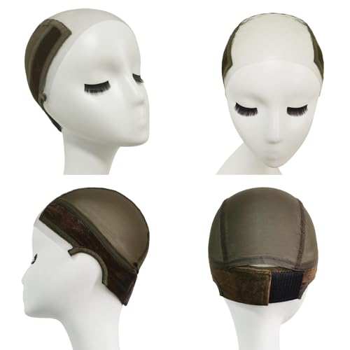 2-Pack Adjustable Non-Slip Wig Grip Caps with Transparent Lace Front
