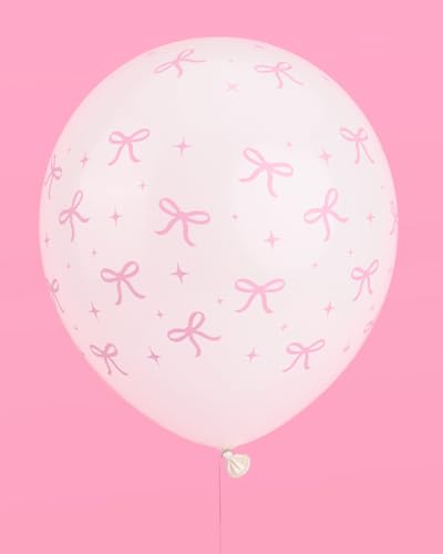 xo, Fetti 24pk Pink Bow Latex Balloons - 12" Party Decor