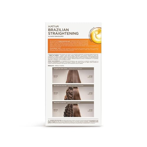 Kativa Brazilian Straightening Kit, 12 Weeks of Home Use Professional Straightening, with Organic Argan Oil, Shea Butter, Keratin & Amino Acids, for Straighter, Softer and Shinier Hair, All Hair Types ? Pack of 2