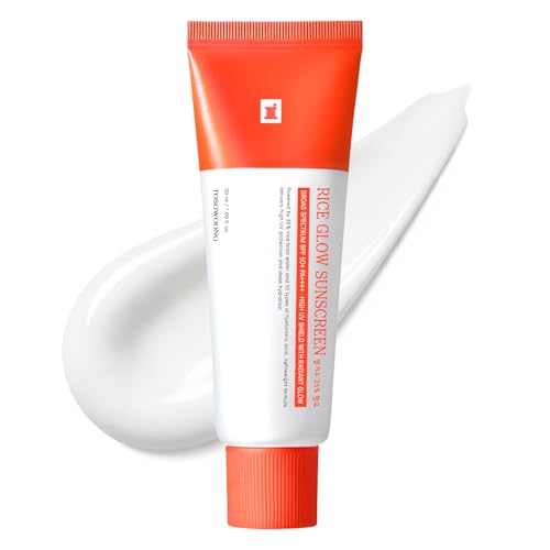 TOSOWOONG Rice Glow Sunscreen SPF 50+ - Hydrating Korean Skincare, 1.69 fl oz
