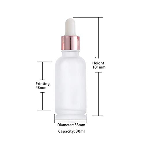 12-Pack 30ml Frosted Glass Dropper Bottles with Rose Gold Caps