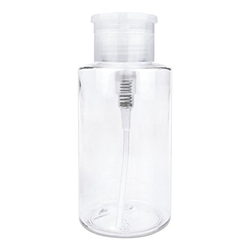 PANA 10oz Clear Push Down Pump Dispenser Bottle for Cosmetics & Nail Polish - with Flip Top Cap