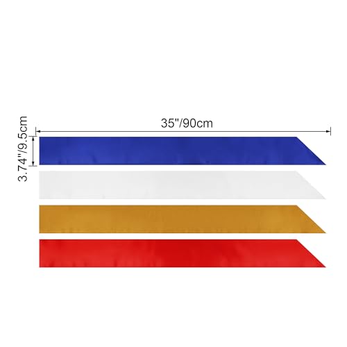 Plain White Double-Layer Satin DIY Sash - 3.7" Wide, 35" Long