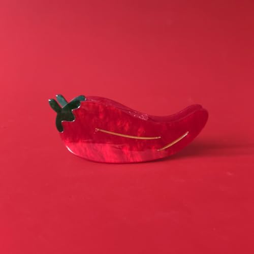 OMG Decor Red Pepper Hair Clips - Cellulose Acetate Small Claw Clips for Women, Pepper Variation