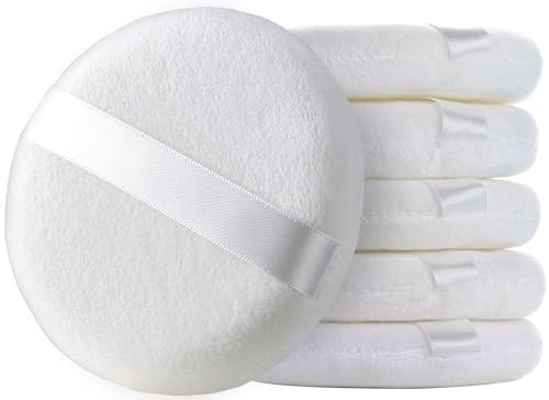 Teenitor 6pcs Large Velour Powder Puffs - 4.13 Inch Body Powder Applicators