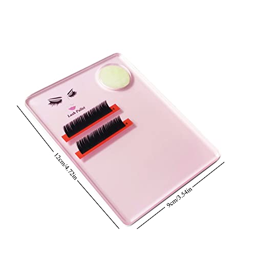 Pink Acrylic Eyelash Extension Pallet with Jade Stone Organizer - Reusable Grafting Pad