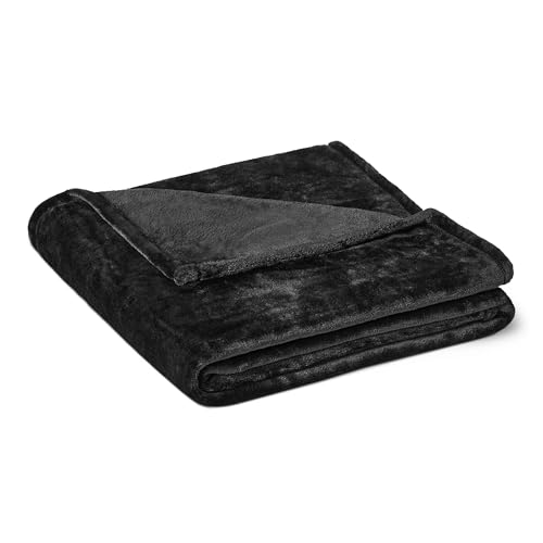Amazon Basics Soft Fleece Throw Blanket - Cozy, Fade-Resistant, 50x60 Black