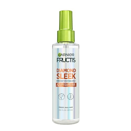 Garnier Fructis Diamond Sleek Hair Shine Spray, Up to 100-Hour Frizz Control, Heat Protectant up to 450¡ÆF with Vegan Keratin Smoothing Complex and Argan Oil for Frizzy, Dry, Dull Hair, 4.6 Fl Oz