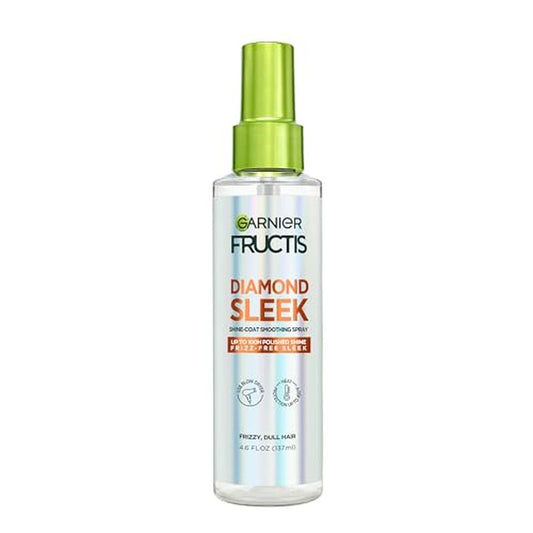 Garnier Fructis Diamond Sleek Hair Shine Spray, Up to 100-Hour Frizz Control, Heat Protectant up to 450¡ÆF with Vegan Keratin Smoothing Complex and Argan Oil for Frizzy, Dry, Dull Hair, 4.6 Fl Oz