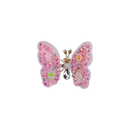 Cartanfill 6-Pack Embroidered Butterfly Hair Clips Set for Girls - Multi-Color, Stylish Hair Accessories (Variation C)