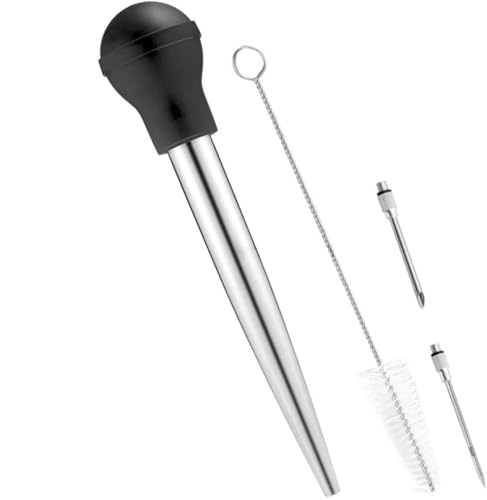 Stainless Steel Turkey Baster with Silicone Bulb & Marinade Tools