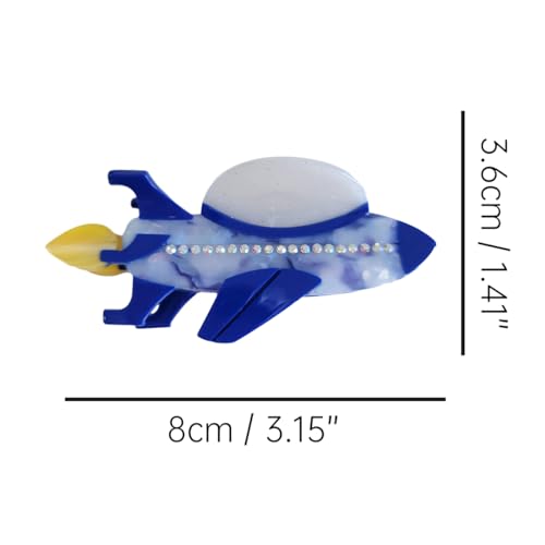 Blue Spaceship Hair Clip - Stylish Acetate Claw Clip for Women
