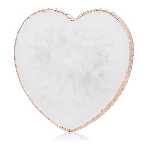 Heart-Shaped Resin Nail Art Mixing Palette with Golden Edge