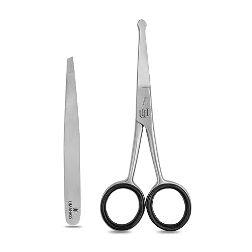 UMAHASS Nose & Ear Hair Scissors - Safety Rounded Tip Trimming Kit for Men & Women