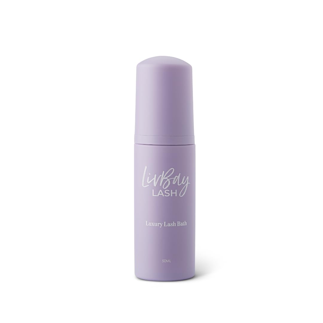 LIVBAY New Lash Bath + Brush Combo - Aftercare Foaming Cleanser for Eyelash Extension | Lash Bath | Oil Free & Gentle Formula (Professional Use Only)