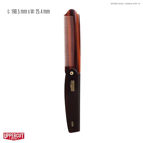 Uppercut Deluxe CT7 Tortoise Shell Folding Pocket Hair Comb for Men – Travel Size Styling Tool