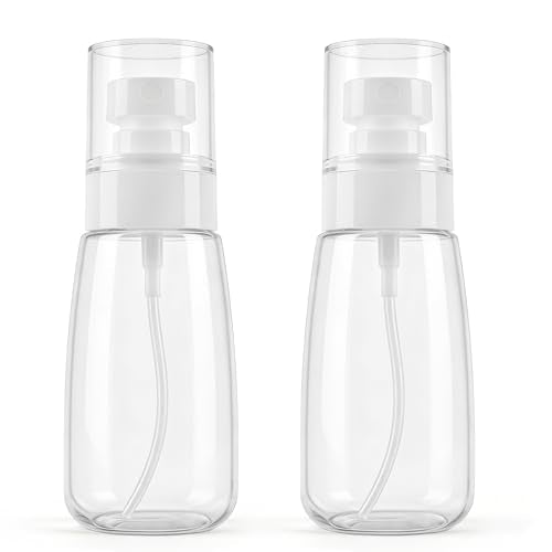 QIHANS 2 Pack Clear 2oz/60ml Leak-Proof Fine Mist Spray Bottles for Personal Care