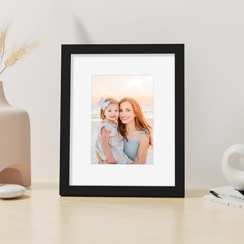 Vittanly 8x10 Solid Wood Picture Frame with Plexiglass, Black