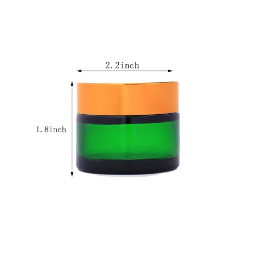 OverNews 4PCS Green Travel Size Glass Cosmetic Jars with Black Lids & Spatulas