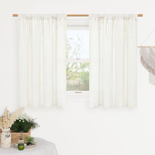Light Filtering Linen Curtains - 42" W x 40" L, 2 Panels